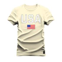 Camiseta Estampada Premium Algodão USA Bandeira