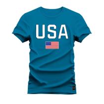 Camiseta Estampada Premium Algodão USA Bandeira - NoBrand