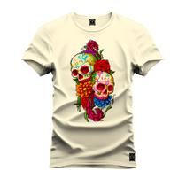 Camiseta Estampada Premium Tamanho Especial Caveira Mexicana