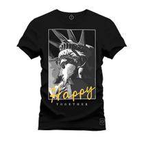 Camiseta Estampada Premium Tamanho Especial Happy Estatua