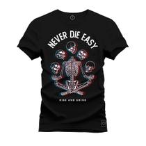 Camiseta Estampada Premium Tamanho Especial Never din easy