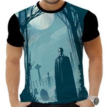 Camiseta Estampada Sublimação Filmes Classicos Cult Terror Horror Vampiro Conde Dracúla 01