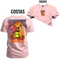 Camiseta Estampada T-Shirt Unissex Premium Urso Fogão Fire Cabuloso Frente e Costas