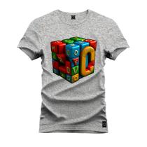 Camiseta Estampada Tamanho Grande Plus Size Cubo Quadrado
