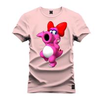 Camiseta Estampada Tamanho Grande Plus Size Dino Rosa