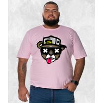 Camiseta Estampada Tamanho Grande Plus Size Urso Boné Bolado