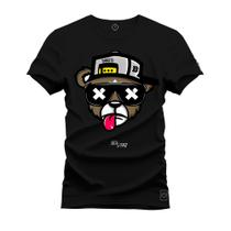 Camiseta Estampada Tamanho Grande Plus Size Urso Boné Bolado