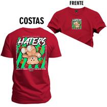 Camiseta Estampada Tamanho Grande Plus Size Urso Haters Frente e Costas