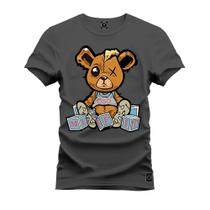 Camiseta Estampada Tamanho Grande Plus Size Urso Marrom Boladinho