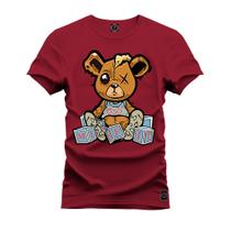 Camiseta Estampada Tamanho Grande Plus Size Urso Marrom Boladinho