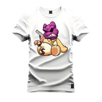 Camiseta Estampada Tamanho Grande Plus Size Urso Pose