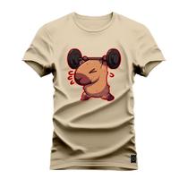 Camiseta Estampada Unissex Algodão Confortável Capivara Forte