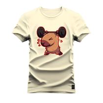 Camiseta Estampada Unissex Algodão Confortável Capivara Forte