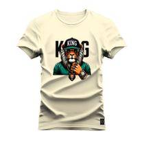 Camiseta Estampada Unissex Algodão Confortável King Lion