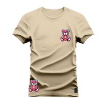 Camiseta Estampada Unissex Algodão Confortável Ursinho Feliz