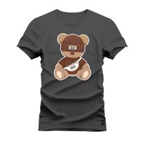 Camiseta Estampada Unissex Algodão Confortável Urso Clássico