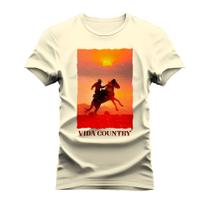 Camiseta Estampada Unissex Algodão Confortável Vida Country Pintura