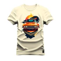 Camiseta Estampada Unissex Macia Confortável Premium Car Muscle Sol