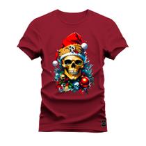 Camiseta Estampada Unissex Macia Confortável Premium Caveira Clima Natal