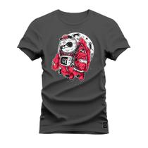 Camiseta Estampada Unissex Macia Confortável Premium Panda No Mundo da lua