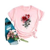 Camiseta Estética Ulzzang com Estampa Floral de Papoula Vermelha - Moda Anos 90