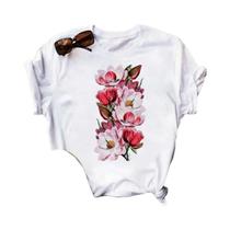 Camiseta Estética Ulzzang com Estampa Floral de Papoula Vermelha - Moda Anos 90