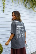 Camiseta Estonada de Algodão Zodíaco Aquário Camiseta Estonada de Algodão Zodíaco Aquário