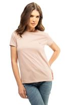 Camiseta Etiqueta Guess Triangulo Rosa Claro