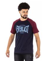 Camiseta Everlast Fundamentals Preto/Vermelho com Logo Azul - Masculino