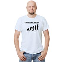 Camiseta Evolution Is Suicide Camisa Personalizada Blusa Adulto Algodão com Poliéster Camiseta Evolution Is Suicide Camisa Personalizada Blusa Adulto Algodão com Poliéster
