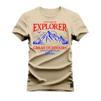 Camiseta Explorer Algodão Confortável Estampada Gola Redonda