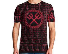 Camiseta Exu Preto e Vermelho Estampa Unissex Malha Mista