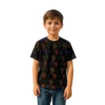 Camiseta Fábula Infantil Malha Cactos Preta Verão
