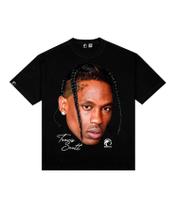 Camiseta Face Oversized Travis Preta