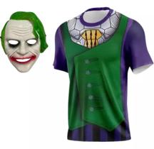 Camiseta Fantasia Coringa com Máscara Adulto Dry Fit P M G GG