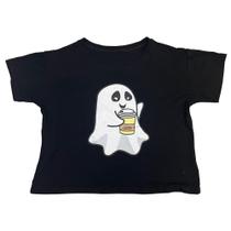 Camiseta Fantasma Fantasminha Halloween Blusa Baby Look Cropped Feminina Sf557