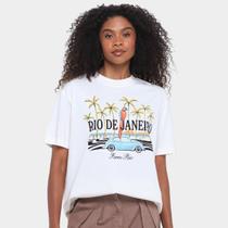 Camiseta Farm Media Brasileirinho Rio Feminina Camiseta Farm Media Brasileirinho Rio Feminina