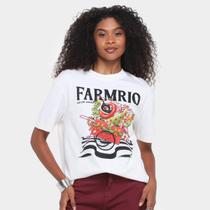Camiseta Farm Media Papai Noel Da Praia Feminina Camiseta Farm Media Papai Noel Da Praia Feminina