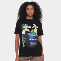 Camiseta Farm Media Tucano Praia Feminina Camiseta Farm Media Tucano Praia Feminina