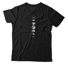 Camiseta Fases Da Lua Vertical Camisa Unissex Algodão