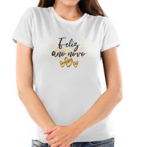 Camiseta Feliz Ano Novo Feminina Algodão Premium