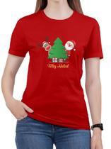 Camiseta Feliz Natal 100% Algodão Tshirt Feminina Arvore Camiseta Cristã 100% Algodão T-shirt Feminina Gospel Exodo