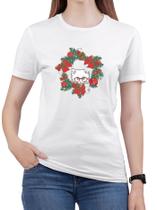 Camiseta Feliz Natal Gato 100% Algodão Tshirt Feminina Noel Camiseta Cristã 100% Algodão T-shirt Feminina Gospel Exodo