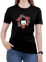 Camiseta Feliz Natal Gato 100% Algodão Tshirt Feminina Noel Camiseta Cristã 100% Algodão T-shirt Feminina Gospel Exodo