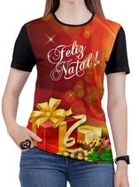 Camiseta Feliz Natal PLUS SIZE Feminina Blusa Fantasia E1