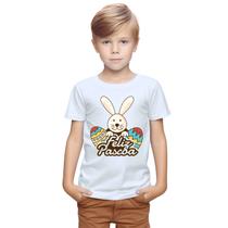 Camiseta Feliz Páscoa Ovos Camisa Personalizada Blusa Infantil e Juvenil Algodão com Poliéster