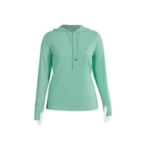 Camiseta fem fish co ziper manga longa dedal e capuz upf 50+ - teos