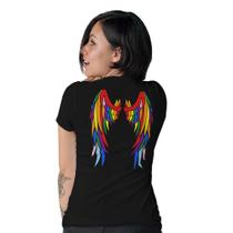 Camiseta Feminina 1 Seguidor LGBT Asa Anjo Baby Look Preta Camiseta Feminina 1 Seguidor LGBT Asa Anjo Baby Look Preta