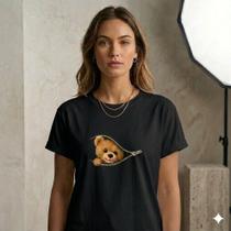 Camiseta Feminina 100% Algodão Estampa Ursinho Premium Macia Casual Camiseta Feminina 100% Algodão Estampa Ursinho Premium Macia Casual