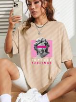 Camiseta Feminina 100% Algodão Oversized Overtec Intense Feelings Personalizada